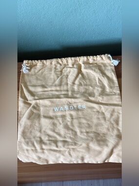 Wandler Beige Cotton Drawstring Dust Bag Pouch 14.5x12.5” White Cord Storage